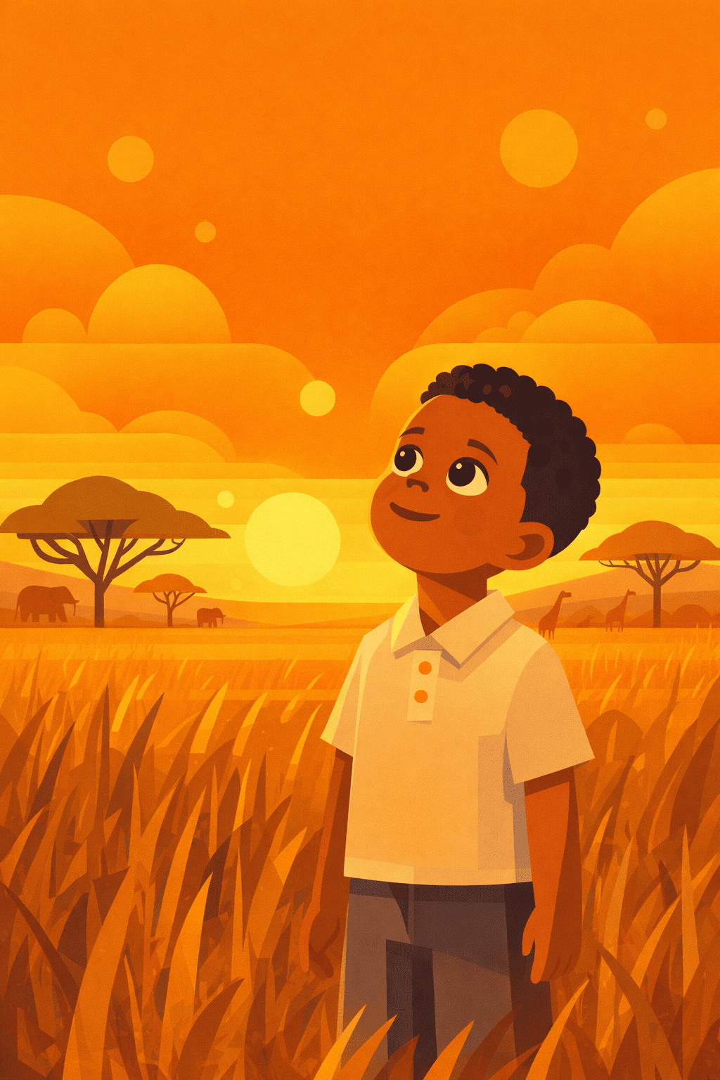 Unter dem goldenen savannenhimmel