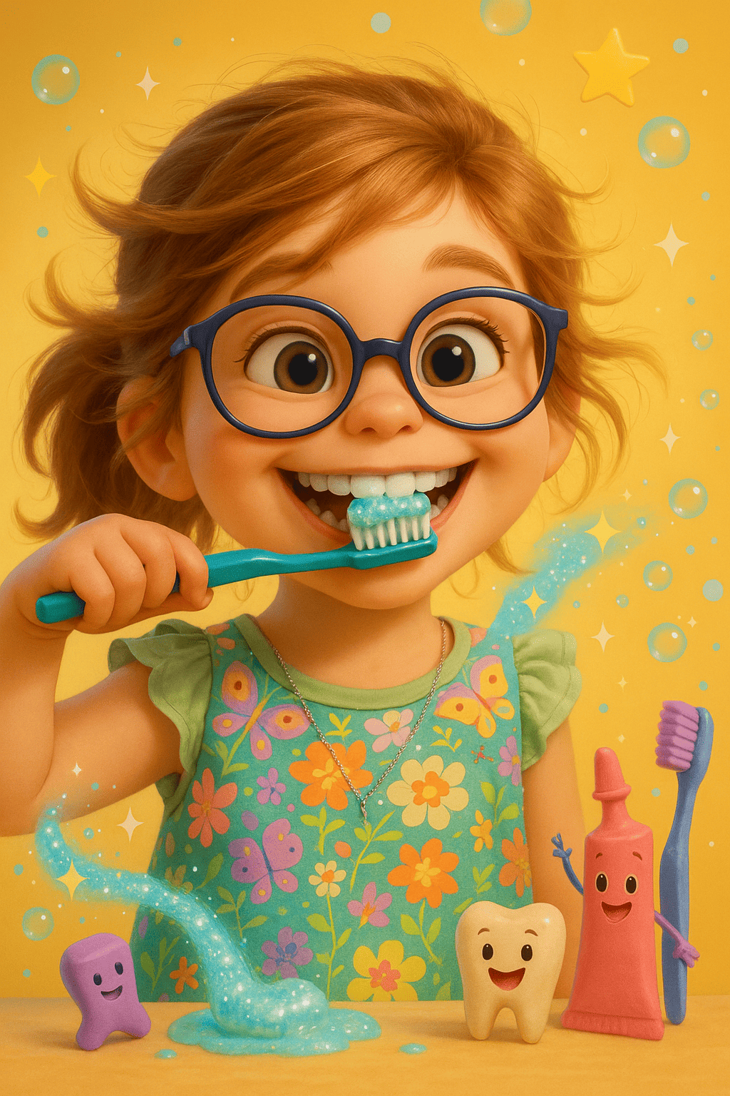 Strahlende lächeln: putzabenteuer